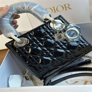 🌍🌏DIOR Lady Dior black handbag crossbody bag s409